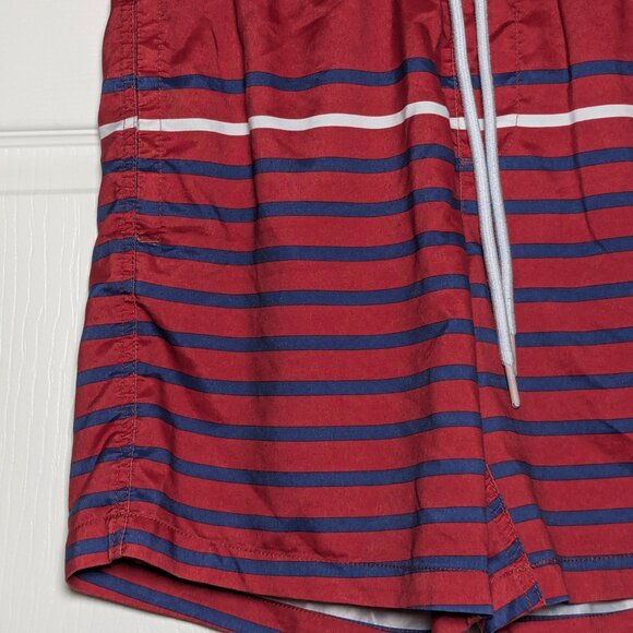 Amazon Essentials Men's Quick-Dry Swim Trunk Red Blue Stripes, Small, 7" Inseam - Picture 3 of 16